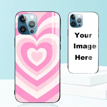 Hipnotizuojantis Rožinė Širdis Merginos Telefono dėklas skirtas iPhone 15 14 13 12 Mini Pro 11 Max X XR XS 7 8 Stiklas Viršelio Mergina Dovana
