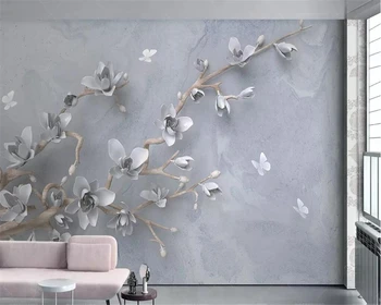 Individualizuotos fono paveikslėlį 3d trimatis reljefinis Gėlių drugelis modernus minimalistinio TV fono sienos 3d tapetai