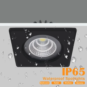IP65 Vandeniui Įleidžiamas LED Downlight Dėmesio 5W 9W 7W 12W 15W Apvalūs/Kvadratiniai Lubų Lempos, Virtuvė, Vonios kambarys Dekoro Žibintai