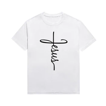 Jėzus Krikščionių Modelio Marškinėliai Moteriški Harajuku Tee Kryžiaus Spausdinimo Atsitiktinis Pagrindinio Viršūnes Custom T Shirts