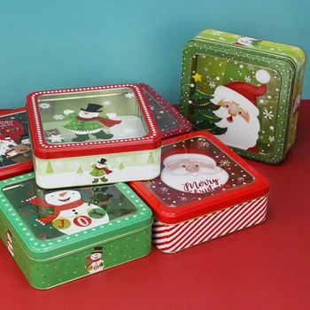 Kalėdų Alavo Lauke Liukas Alavuotoji Skarda Dėžutė Su Dangčiu Alavuotoji Skarda Sausainių Mousse Cake Pakuotės Aikštėje Kalėdų Senelis Modelis Dėžutę