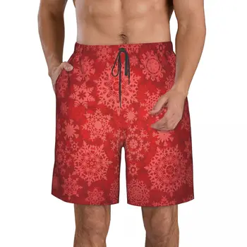 Kalėdų Raudona Sniego vyriški Laisvalaikio Vaikščioti Šortai Raišteliu Paplūdimio Kelnės Komfortą Plokšti Priekiniai Kelnės S