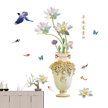 Kinų Stiliaus Gėlių Vaza Siena Lipdukas Mados Gėlių Namų Dekoro Gyvenimo Kambario, Miegamasis Kūrybos Pvc Vinilo Kambario Apdaila