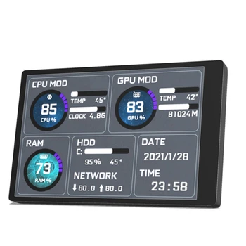 Kompiuterio Monitorius skirtas Mini ITX Atveju 3.5 Colių IPS TIPO C Antrinis Ekranas CPU, GPU, RAM, HDD USB Ekranas Laisvai AIDA64