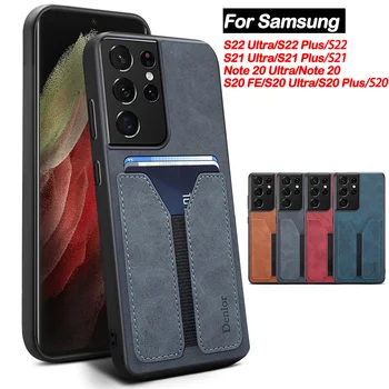 Kortelės Kišenėje Piniginės, Telefono dėklas, skirtas Samsung Galaxy S20 S21 S22 S23 FE Plius 20 Pastaba Ultra Odos Galinį Dangtelį