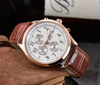 Kvarciniai Laikrodžių AAA Prabanga juosta Hidroizoliacijos Šviesos SK Chronograph, data, Nerūdijančio Plieno, odos 42mm Vyrų Laikrodis