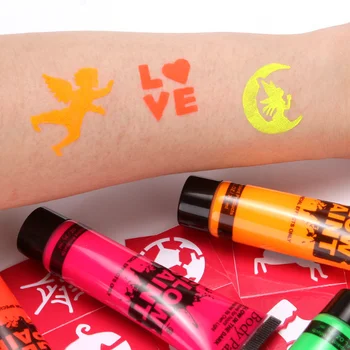 Kūno Tapyba UV Šviesos Fluorescencinė Vaikų Grafiti Dažų Žarna Makiažas Šokių Žmogaus Veido Akvarelė Scenos Meno Helovinas Šalis