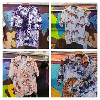 Laisvas Atsitiktinis Marškinėliai Tigras Serijos Modelis Vyrai Moterys Vasarą Aukštos Kokybės Havajai Paplūdimio Wacko Maria Trumpi Marškinėliai