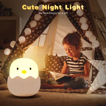 LED Nakties Šviesos Touch USB Įkrovimo Pritemdomi Animacinių filmų Šilta Šviesa Šviesumo Reguliavimas Kūrybos kiaušinio lukšto Miegamojo, Aplinkos Šviesos