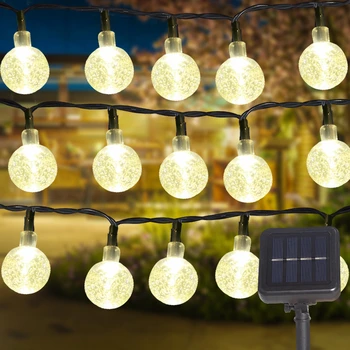 LED Saulės Pasakų Žibintai Stygos Lauko Kristalų Bubble Ball Pasaulyje 8 Režimais, atsparus Vandeniui Lempos Sodo Grupė Kalėdų Dekoro