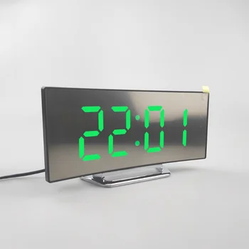 LED Skaitmeninis Laikrodis-Žadintuvas Ekrane Kreivų Veidrodžių Stalo Laikrodis Elektroninis Stalinis Atidėjimo Funkcija, Žadintuvas, Miegamojo Namų Dekoro