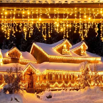 LED Užuolaidų Varveklis Styginių Šviesos Dekoracijos Namų Žiemos eave organizuotuose Gatvės Dekoro Kalėdų Lauko Girlianda Šviesos Šventė Apšvietimas