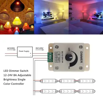 LED šviesos stiprumą 12-24V 8A Reguliuojamas Ryškumas Viena Spalva Valdytojas