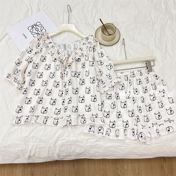 Ledo Šilko Moterų Vasaros Mados Diržas Šortai Komplektas naktiniai marškiniai, pižamos Sexy Fashion 2 Vnt Nightsuit Femme Mujer Sleepwear