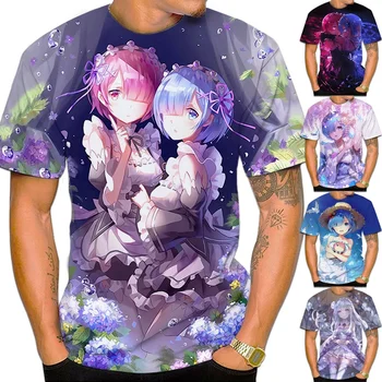 Mados Anime Re Nulio 3d Spausdinimo T-shirt Viršūnes Vyrų Vasaros Laisvalaikio T-shirt Harajuku Stilius trumparankoviai