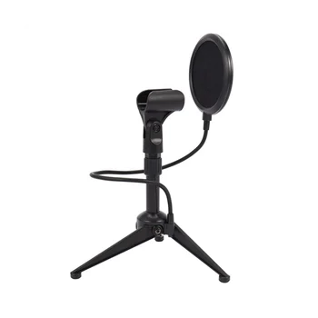 Mikrofonas Shock Mount Dual Tinklelio Filtrą ir tvirtai Adapteris Reguliuojamas Smūgio Izoliacijos Metalo Mikrofono Stovo, Trikojo, Juoda
