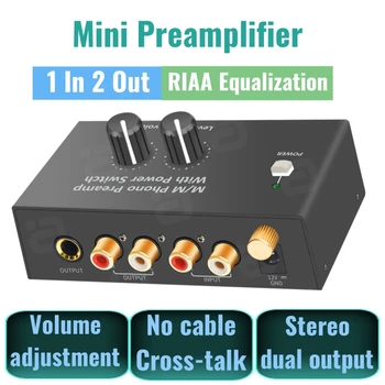 Mini Garso Phono Preamp už Ratas Fonografo Preamplifier HiFi Stereo Garsą Su Ausinių Stiprintuvą RCA 1/4