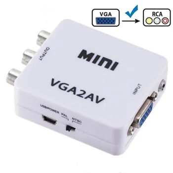 Mini VGA Į AV Konverteris VGA2AV Conversor su 3.5 mm Audio RCA, VGA Video Konverteris, Skirtas PC prie TV HD Kompiuteris su TV
