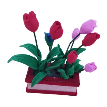 Miniatiūriniai lėlių Gėlės, Žaluma Ornamentu Dekoracijos Prekių Sodo Augalų Tulpės Diorama Micro Kraštovaizdžio Dovanų Dekoravimas
