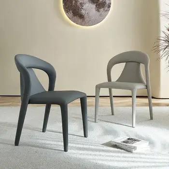 Modernus minimalistinis valgomojo kėdė namų Nordic light luxury atgal kėdė italų viešbučio restorane kūrybos odinės kėdės stalas