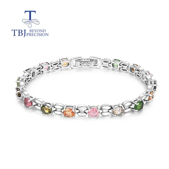 Multi-colored gamtos turmalinas apyrankę moterų 925 sterlingas sidabro fine jewelry 2023 naujas