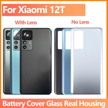 Nauja Xiaomi 12T Atgal Baterijos Dangtelis Stiklo Būsto Duris Atveju, Su Klijais Padengti Mi 12T Galinis Korpusas Su Fotoaparato Objektyvą