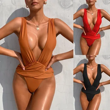 Naujas Moterų vientisas Kamšalu Maudymosi kostiumai Seksualus Rankovių Push Up Bikinis Apynasrio maudymosi kostiumėlį Ponios Vasaros Paplūdimio Maudymosi Kostiumas