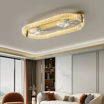 Naujas Nematomas Kristalų Ventiliatorius Lempa, modernios led namo kristalų lubų lempos, svetainės, viešbučio, miegamojo lubų šviesos