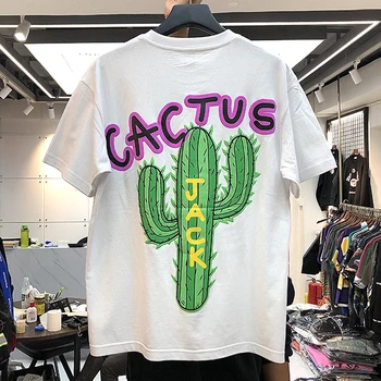 Naujas prabangus Cactus Jack Hip-Hop Tshirts Travis 2023 Vyrų Hip-Hop Medvilnės Marškinėliai Streetwear Tee Viršų