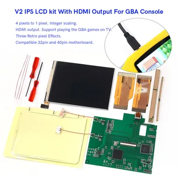 Naujas V2 IPS 10 Lygių Ryškumo LCD Rinkinys Su HDMI Suderinamus Išėjimo Retro Pikselių Apšvietimo Mod Gameboy Advance Konsolės