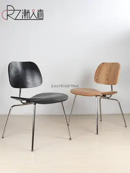 Nerūdijančio plieno valgomojo kėdė Šiaurės kūrybos dizaineris medžio masyvo atgal kėdė namų valgomojo stalas ir kėdė šviesos prabanga DCM lenktas