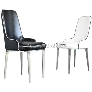 Nerūdijančio plieno valgomojo kėdės namuose, modernus minimalistinio viešbučio restorane atgal kėdė, light luxury derybų kėdė Šiaurės stilius
