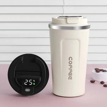 Nerūdijančio Smart Kavos Termosas Puodelio su Pažangios Temperatūros Ekranas Nešiojamų Kelionės Puodelis Dvigubo Sluoksnio Vakuumo Izoliuoti Taurė