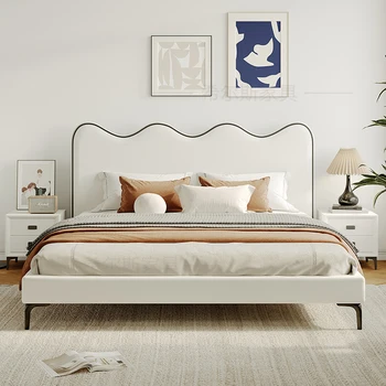 Odos banga lova, miegamojo high-end atmosferos lova wabi-Sabi vėjo minimalistinio šviesos prabangūs modernios paprastas dvigubas vestuves lova