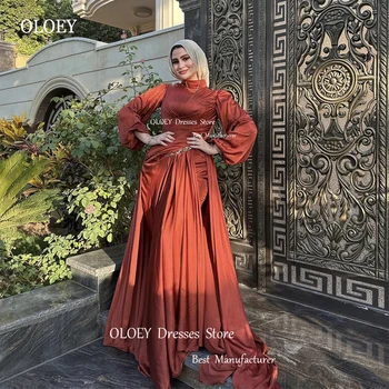 OLOEY Kuklus Musulmonų arabų Moterų Undinė Vakaro Suknelės ilgomis Rankovėmis, Aukštu Kaklu Dubajus Kaftan Oficialų prom chalatai 2023 Vestidos