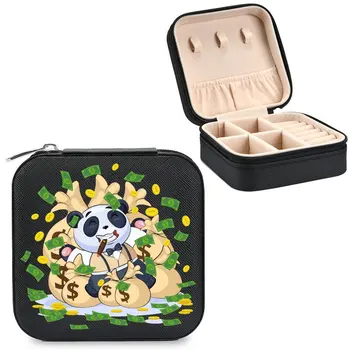 Papuošalai Kelionės Atveju, Kelionių Organizatorius Ekranas Dėžės Užtrauktukas Nešiojami Auskarai, Karoliai, Žiedas, Papuošalų Laikymo Dėžutė Mielas Panda Modelio