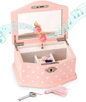 Papuošalų Dėžutė - Ballerina Papuošalų Organizatorius ir Ežero Vėjas - Muzika Dėžutė, skirta Mergaičių ir Paauglių, Priedai ir Atmintį Mediniai Saugojimas