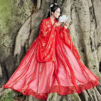 Pasakų Hanfu Cosplay Kostiumų Studentų Rave Apranga Festivalis Kinų Tradicinė Suknelė Hanfu Moterų Raudona Etapo Rezultatus Drabužiai