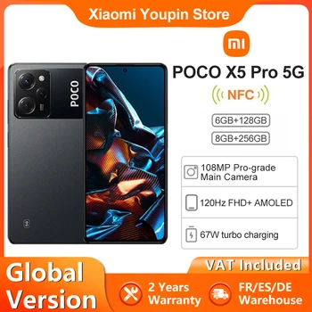 Pasaulinė Versija POCO X5 Pro 5G Išmanųjį telefoną 128GB/256 GB Snapdragon 778G 120Hz Srauto AMOLED DotDisplay 108MP 67W NFC