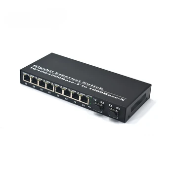 Pluošto POE Switch 1,25 G 2SFP Pluošto+8 10/100/1000Mbps Uostų IEEE 802.3 af/ne Per Ethernet IP Kameros