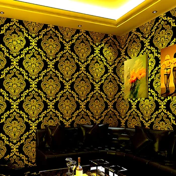 Prabangūs juodos spalvos Blizgučiai Tapetai, TV Foną, Sienos popieriaus Aukso Folija Tapetai, Lubų Wallcovering Papel De Parede 3D