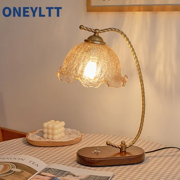Prancūzijos šviesą miegamajame LED stalo lempa, gėlių studija stiklo dekoratyvinis stalo lempa, home stay, viduramžių atmosferą, staliukas, lempa