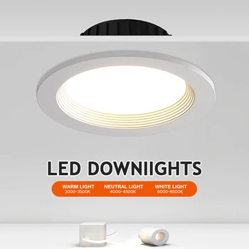 Pritemdomi LED Lubų šviestuvas Įleidžiamas SMD Downlight Vietoje Šviesos 7W 10W 12W 15W AC85-265V Kambarį Prekybos Centro Apšvietimas, Dekoras