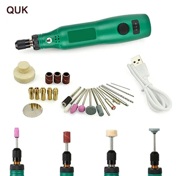 QUK USB Bevielis Gręžimo Mini Belaidis Graviravimo Poliravimo Pen Micro Elektros audra Papuošalai Metalo Įrankis Dremel Gręžimo Drožyba