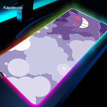 RGB Anime Pelės Mygtukai Mėnulis Mause Kilimėlis 900x400 Stalo Patiesalai, LED Apšvietimas, Nešiojamas, kiliminė danga, Kilimėliai Kawaii Kilimėlis XXL Estetinės Kilimas Apšvietimas