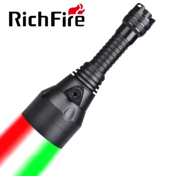RichFire Galingas Taktinis Žibintuvėlis IR/Žalia/Raudona/Balta Dimeris Įkrovimo PRIARTINIMAS LED Žibintuvėlis pagal 18650 Baterija Medžioklės Kempingas