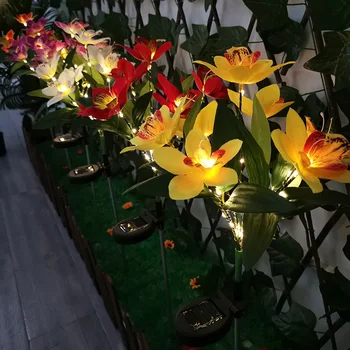 Saulės Sodas Žibintai Led Orchidėja Šviesos Lauko IP65 Vandeniui atspari Saulės Gėlė dega Kiemo, Kiemas, Sodas Kalėdinė Dekoracija