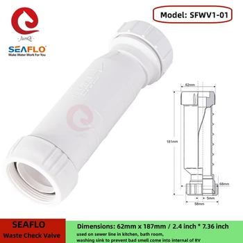 SEAFLO RV Praustuvas Anti-perpildymo Vožtuvas Vonios Praustuvas Praustuvas Anti-perpildymo Valve Anti-kvapo Dezodorantas Anti-reflux Kanalizacijos