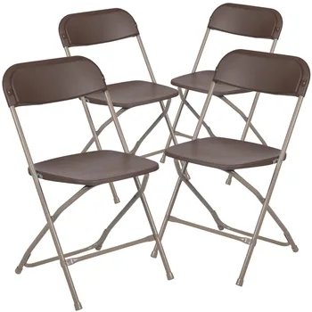Serija Plastikinės Sulankstomos Kėdės-Rudos - 4 Pak 650LB Svoris, Pajėgumai, Patogus Įvykio Kėdė-Lengvas sulankstomoji Kėdė 