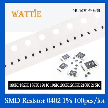 SMD Rezistorius 0402 1% 180K 182K 187K 191K 196K 200K 205K 210K 215K 100VNT/daug chip resistors 1/16W 1,0 mm*0,5 mm